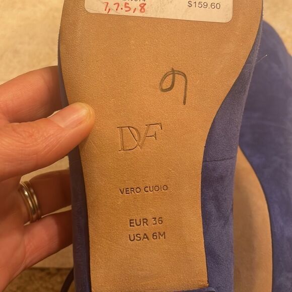 NWT Diane Von Furstenberg blue suede lace up flats - Picture 6 of 8